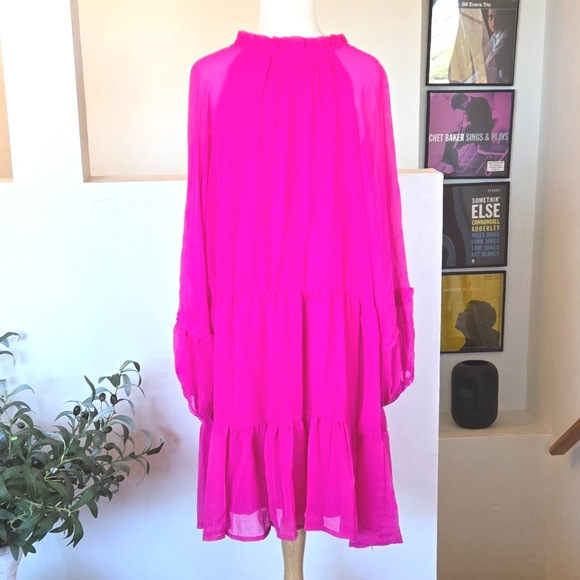 New🏷️ VINCE CAMUTO Arresting Orchid Longsleeve Shift Dress XXL - Picture 5 of 9